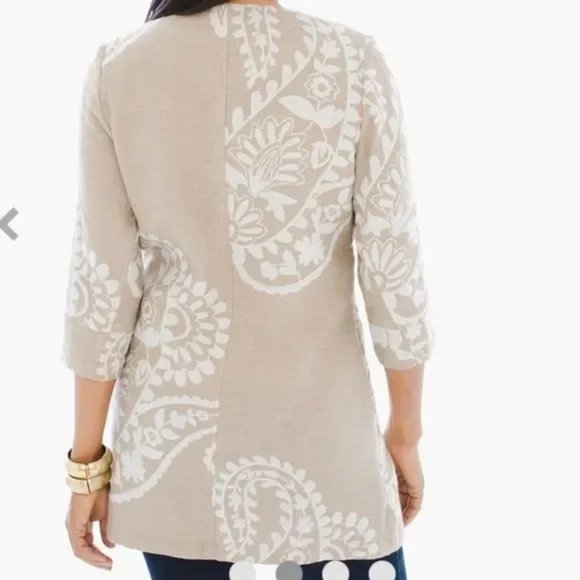 Chico’s ~new~ Jaquard Cotton Linen Topper In XS Petite - Picture 2 of 16